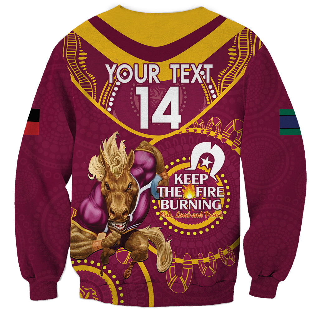 Custom NRL Broncos NAIDOC Week Sweatshirt Keep The Fire Burning Indigenous Art