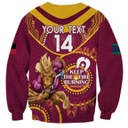 Custom NRL Broncos NAIDOC Week Sweatshirt Keep The Fire Burning Indigenous Art