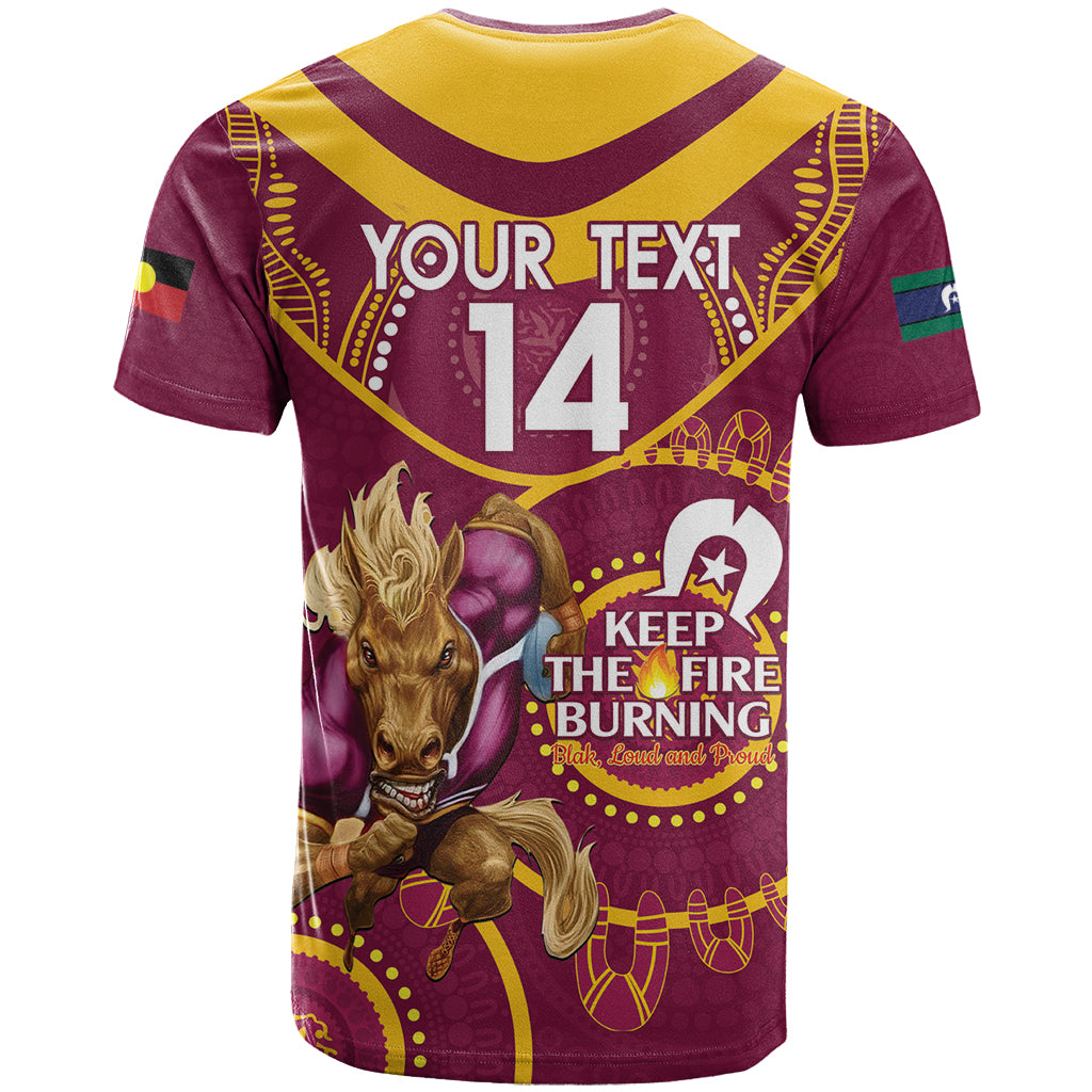 Custom NRL Broncos NAIDOC Week T Shirt Keep The Fire Burning Indigenous Art