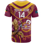 Custom NRL Broncos NAIDOC Week T Shirt Keep The Fire Burning Indigenous Art