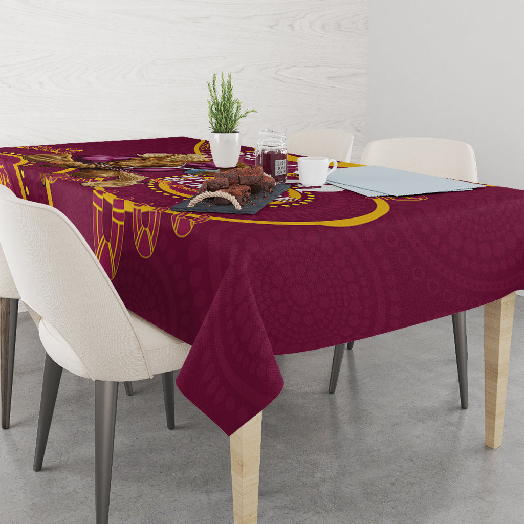 Custom NRL Broncos NAIDOC Week Tablecloth Keep The Fire Burning Indigenous Art