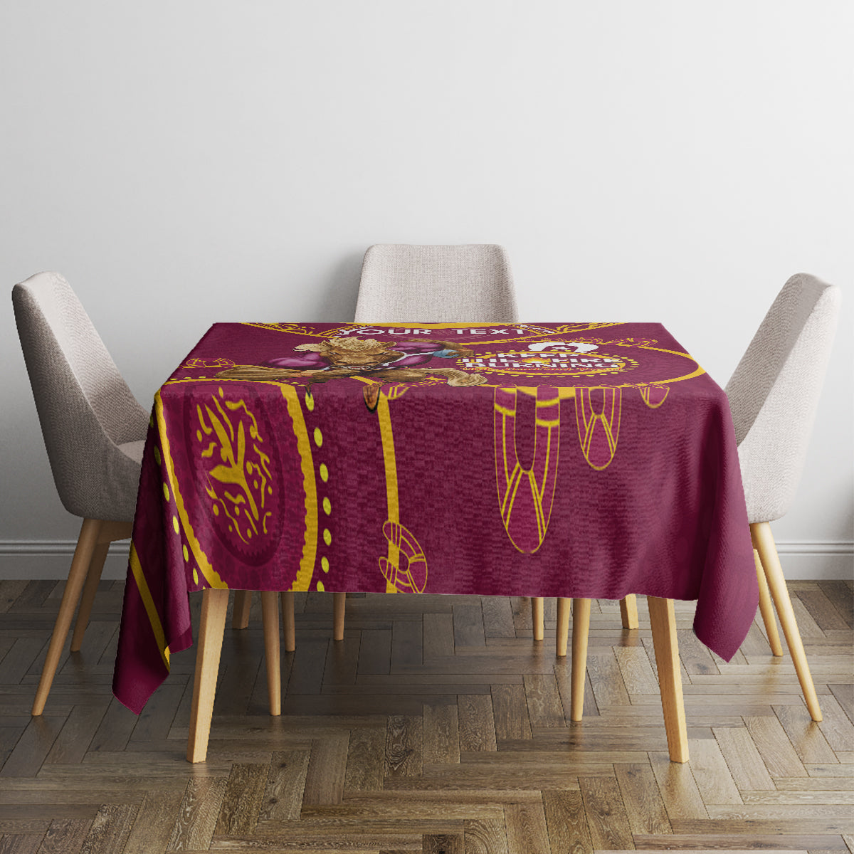 Custom NRL Broncos NAIDOC Week Tablecloth Keep The Fire Burning Indigenous Art