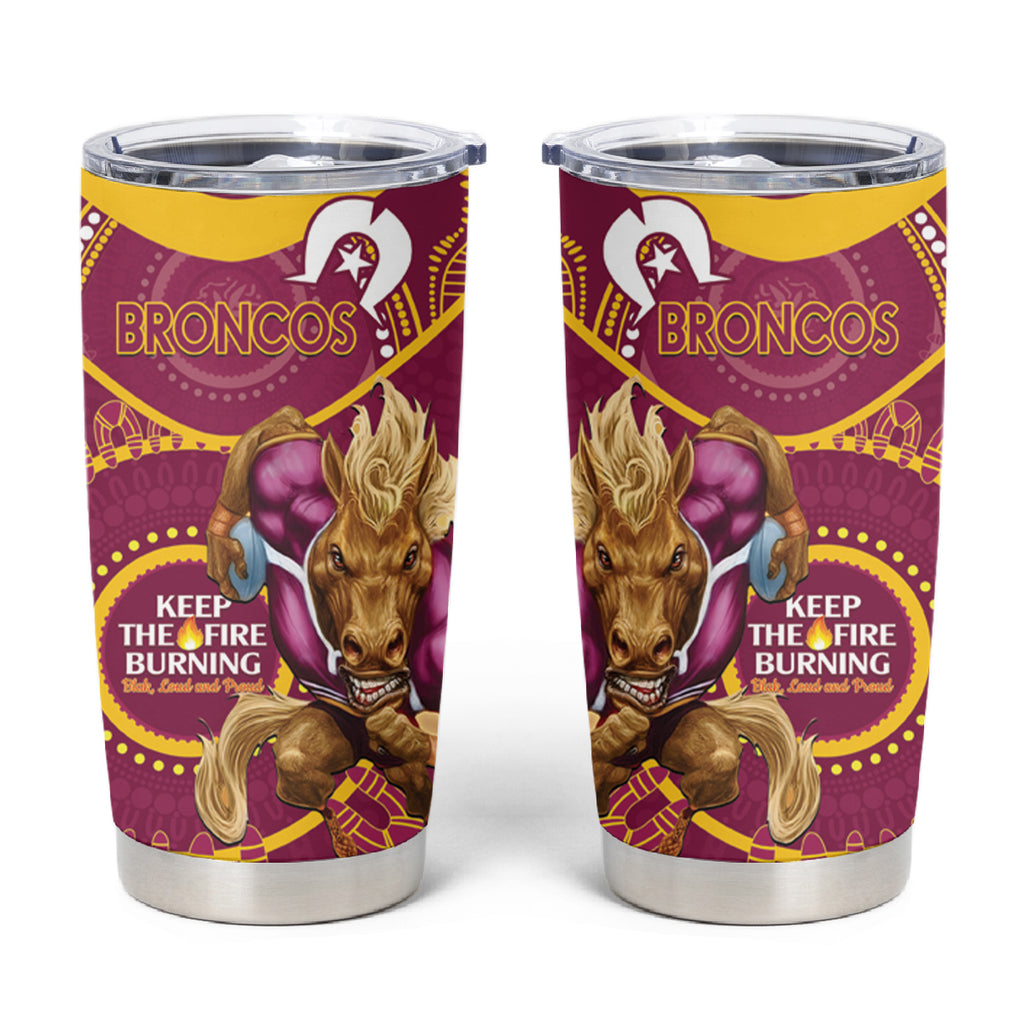 NRL Broncos NAIDOC Week Tumbler Cup Keep The Fire Burning Indigenous Art