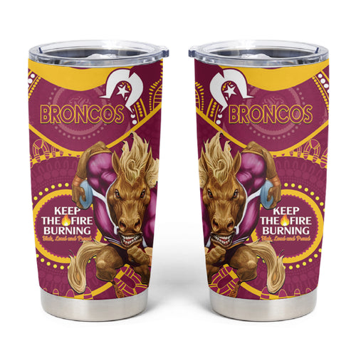 NRL Broncos NAIDOC Week Tumbler Cup Keep The Fire Burning Indigenous Art