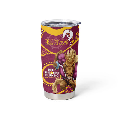 NRL Broncos NAIDOC Week Tumbler Cup Keep The Fire Burning Indigenous Art