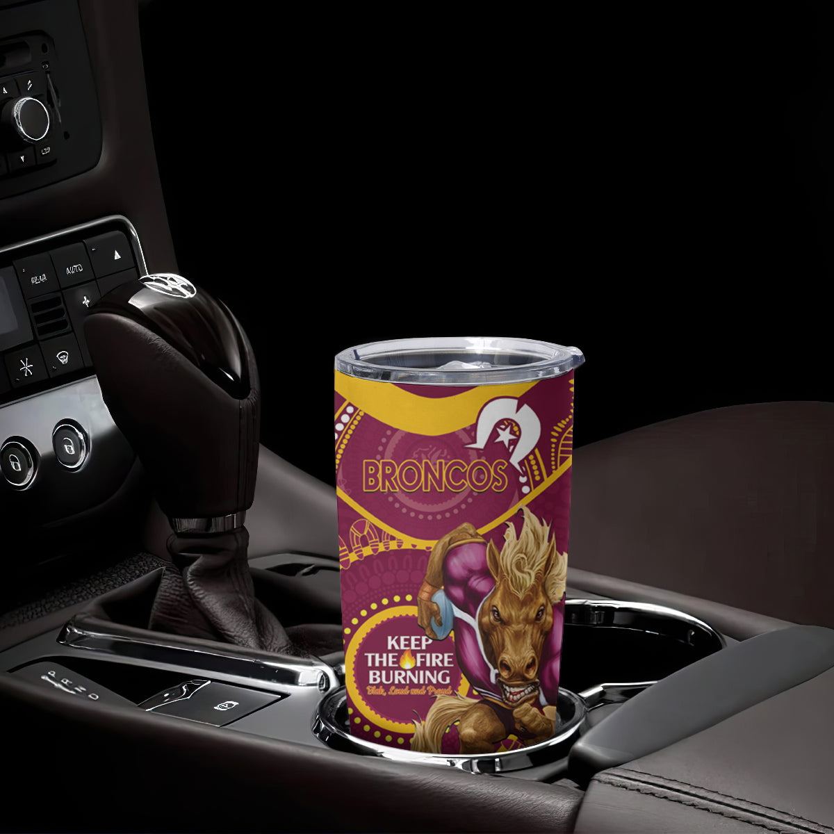 NRL Broncos NAIDOC Week Tumbler Cup Keep The Fire Burning Indigenous Art