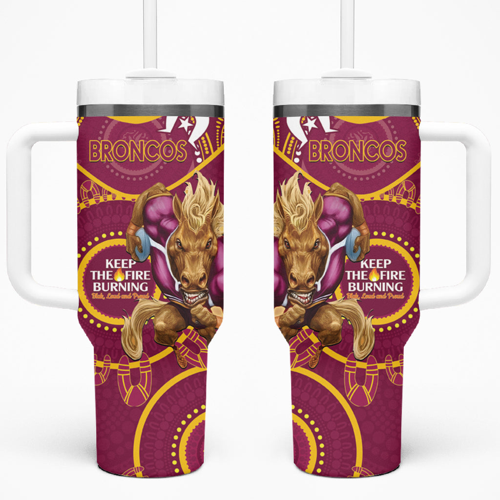 NRL Broncos NAIDOC Week Tumbler With Handle Keep The Fire Burning Indigenous Art