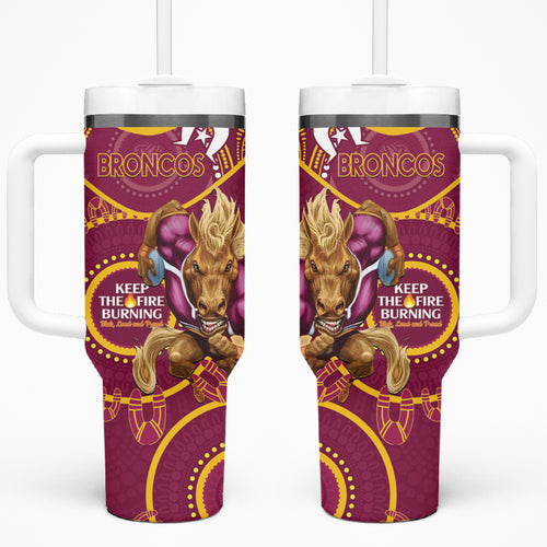 NRL Broncos NAIDOC Week Tumbler With Handle Keep The Fire Burning Indigenous Art