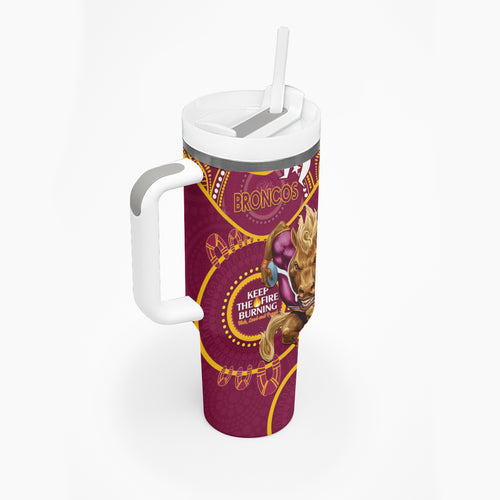 NRL Broncos NAIDOC Week Tumbler With Handle Keep The Fire Burning Indigenous Art