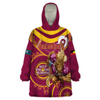 Custom NRL Broncos NAIDOC Week Wearable Blanket Hoodie Keep The Fire Burning Indigenous Art