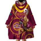 Custom NRL Broncos NAIDOC Week Wearable Blanket Hoodie Keep The Fire Burning Indigenous Art