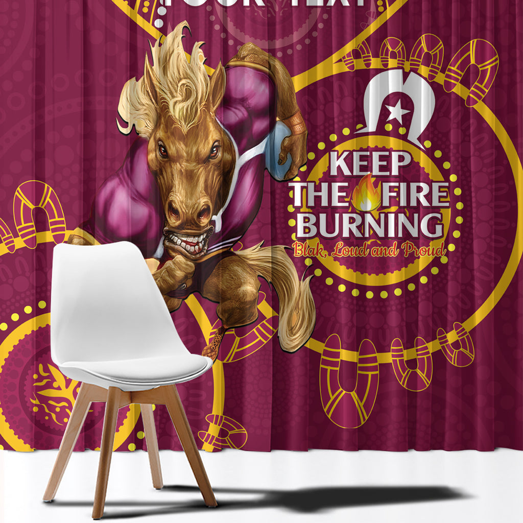 Custom NRL Broncos NAIDOC Week Window Curtain Keep The Fire Burning Indigenous Art