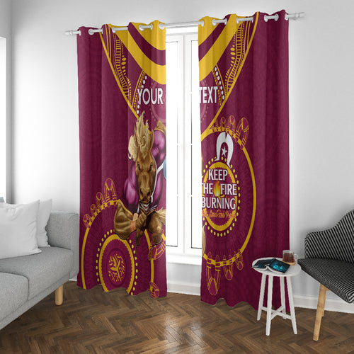 Custom NRL Broncos NAIDOC Week Window Curtain Keep The Fire Burning Indigenous Art
