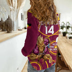 Custom NRL Broncos NAIDOC Week Women Casual Shirt Keep The Fire Burning Indigenous Art