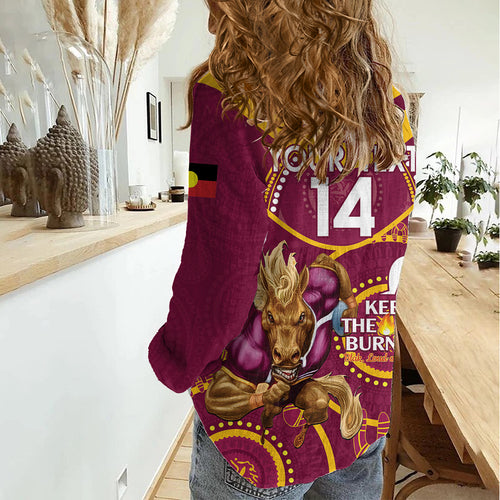 Custom NRL Broncos NAIDOC Week Women Casual Shirt Keep The Fire Burning Indigenous Art