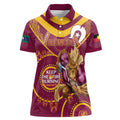 Custom NRL Broncos NAIDOC Week Women Polo Shirt Keep The Fire Burning Indigenous Art