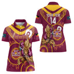 Custom NRL Broncos NAIDOC Week Women Polo Shirt Keep The Fire Burning Indigenous Art