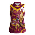 Custom NRL Broncos NAIDOC Week Women Sleeveless Polo Shirt Keep The Fire Burning Indigenous Art