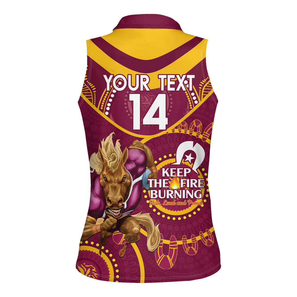Custom NRL Broncos NAIDOC Week Women Sleeveless Polo Shirt Keep The Fire Burning Indigenous Art