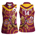 Custom NRL Broncos NAIDOC Week Women Sleeveless Polo Shirt Keep The Fire Burning Indigenous Art