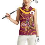 Custom NRL Broncos NAIDOC Week Women Sleeveless Polo Shirt Keep The Fire Burning Indigenous Art