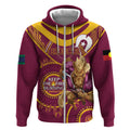 Custom NRL Broncos NAIDOC Week Zip Hoodie Keep The Fire Burning Indigenous Art