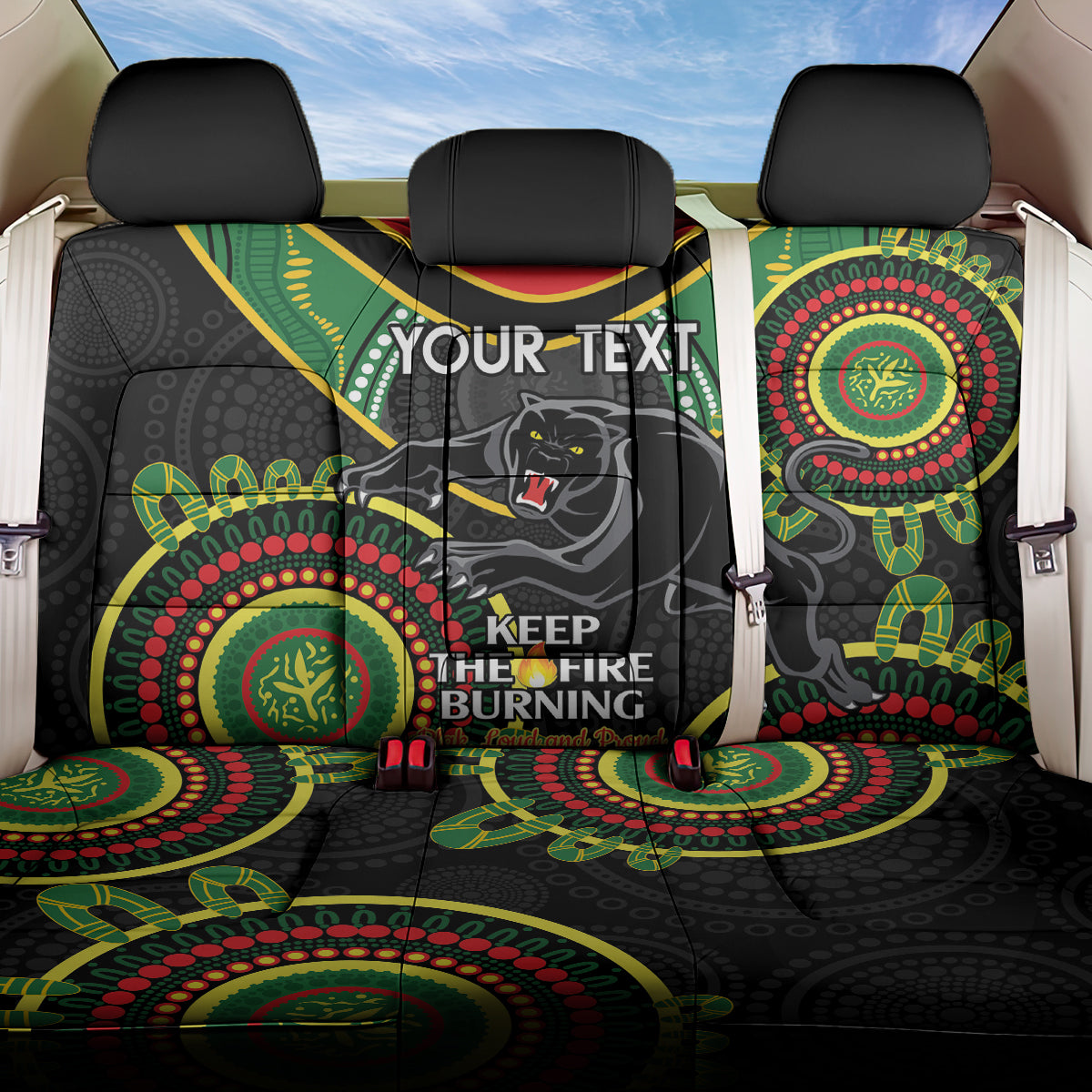 Custom NRL Panthers NAIDOC Week Back Car Seat Cover Keep The Fire Burning Indigenous Art