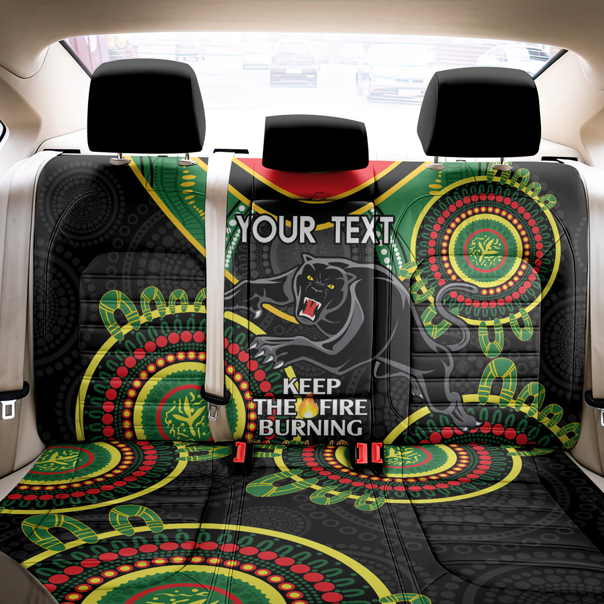 Custom NRL Panthers NAIDOC Week Back Car Seat Cover Keep The Fire Burning Indigenous Art