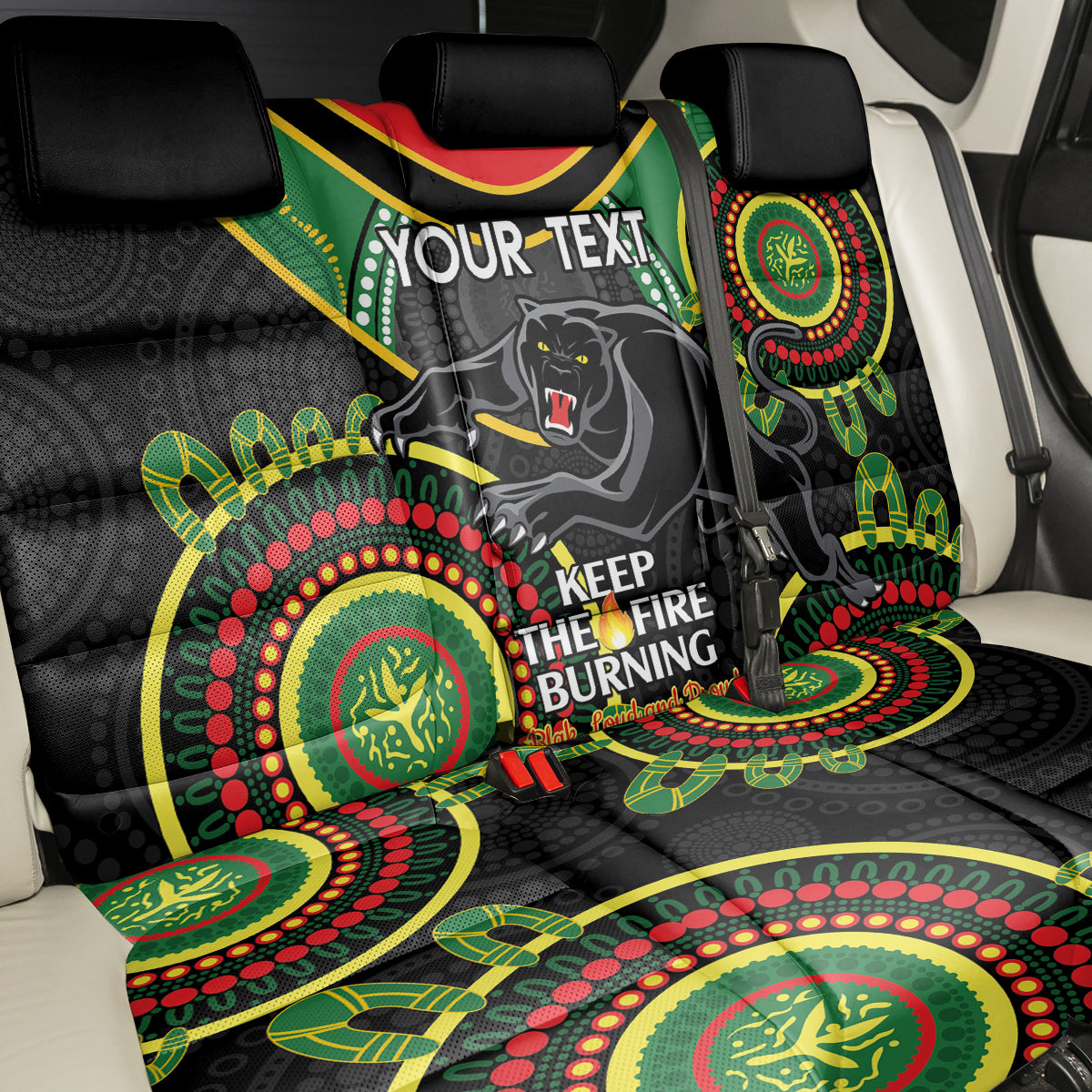 Custom NRL Panthers NAIDOC Week Back Car Seat Cover Keep The Fire Burning Indigenous Art