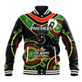 Custom NRL Panthers NAIDOC Week Baseball Jacket Keep The Fire Burning Indigenous Art