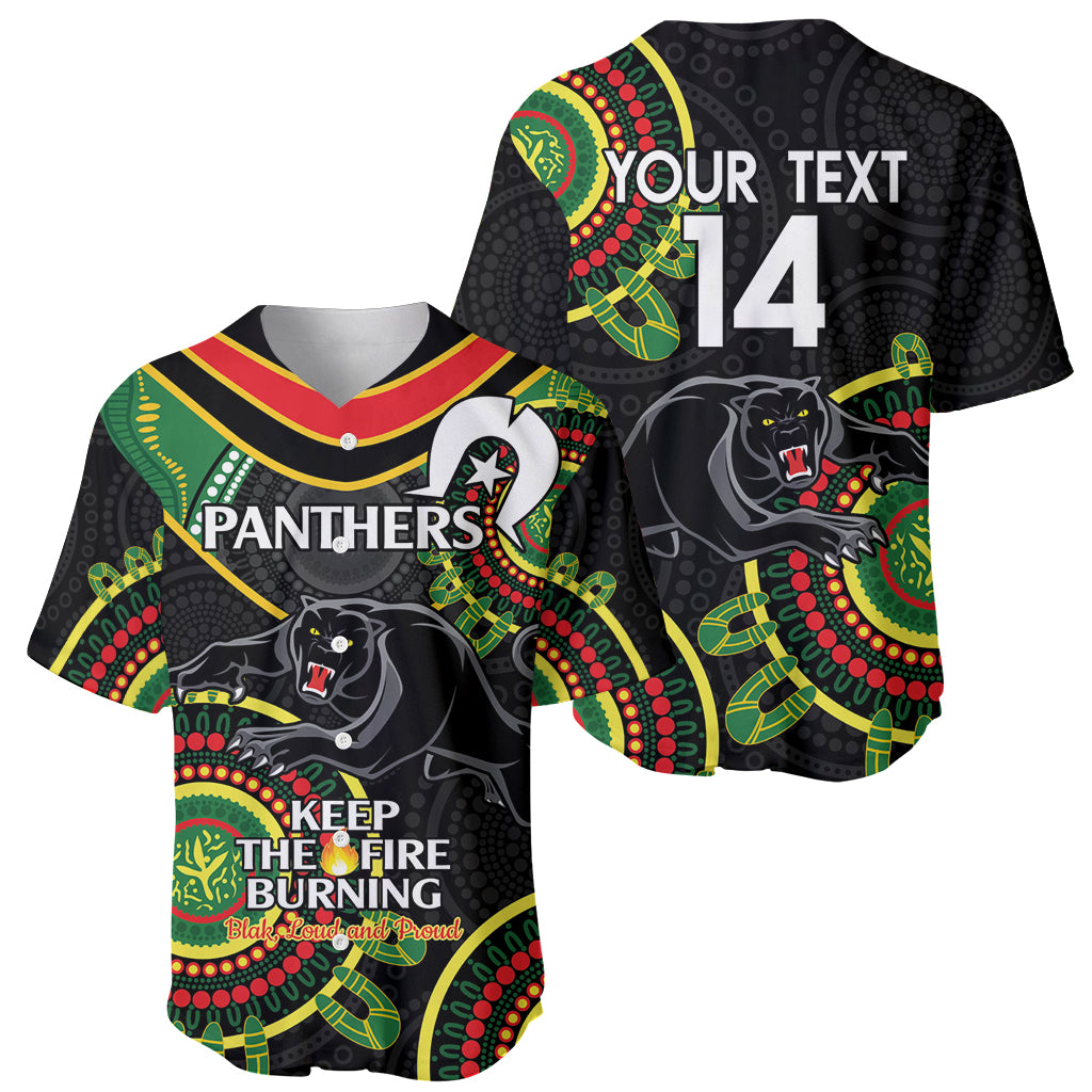Custom NRL Panthers NAIDOC Week Baseball Jersey Keep The Fire Burning Indigenous Art