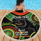 Custom NRL Panthers NAIDOC Week Beach Blanket Keep The Fire Burning Indigenous Art