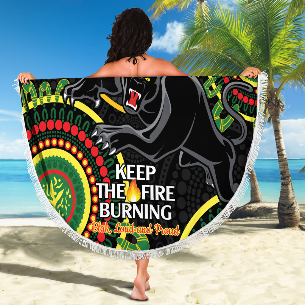 Custom NRL Panthers NAIDOC Week Beach Blanket Keep The Fire Burning Indigenous Art