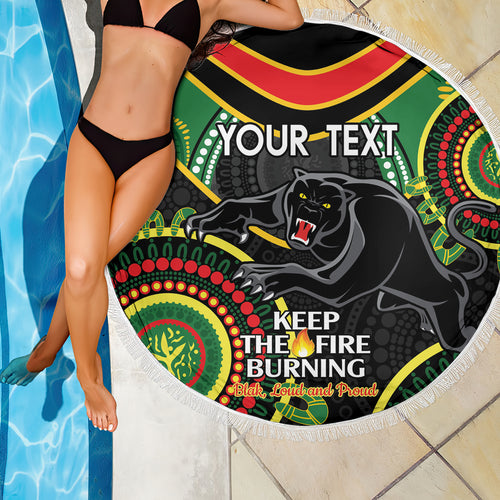 Custom NRL Panthers NAIDOC Week Beach Blanket Keep The Fire Burning Indigenous Art