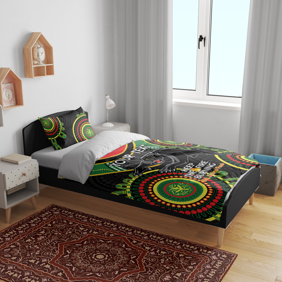 Custom NRL Panthers NAIDOC Week Bedding Set Keep The Fire Burning Indigenous Art
