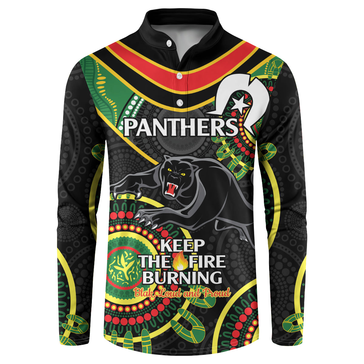 Custom NRL Panthers NAIDOC Week Button Sweatshirt Keep The Fire Burning Indigenous Art