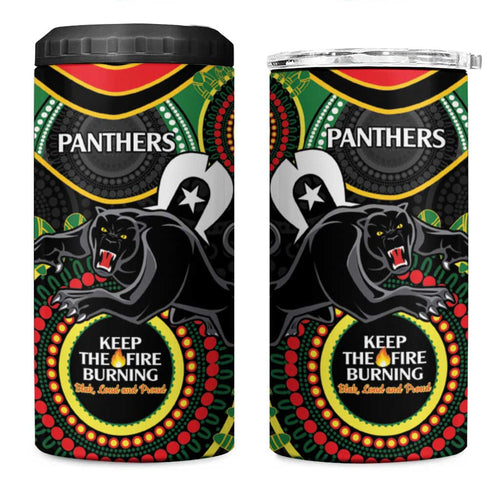 NRL Panthers NAIDOC Week 4 in 1 Can Cooler Tumbler Keep The Fire Burning Indigenous Art