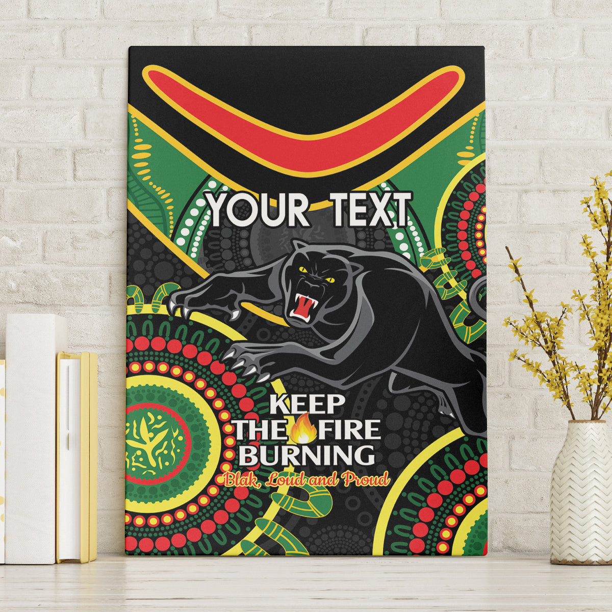 Custom NRL Panthers NAIDOC Week Canvas Wall Art Keep The Fire Burning Indigenous Art