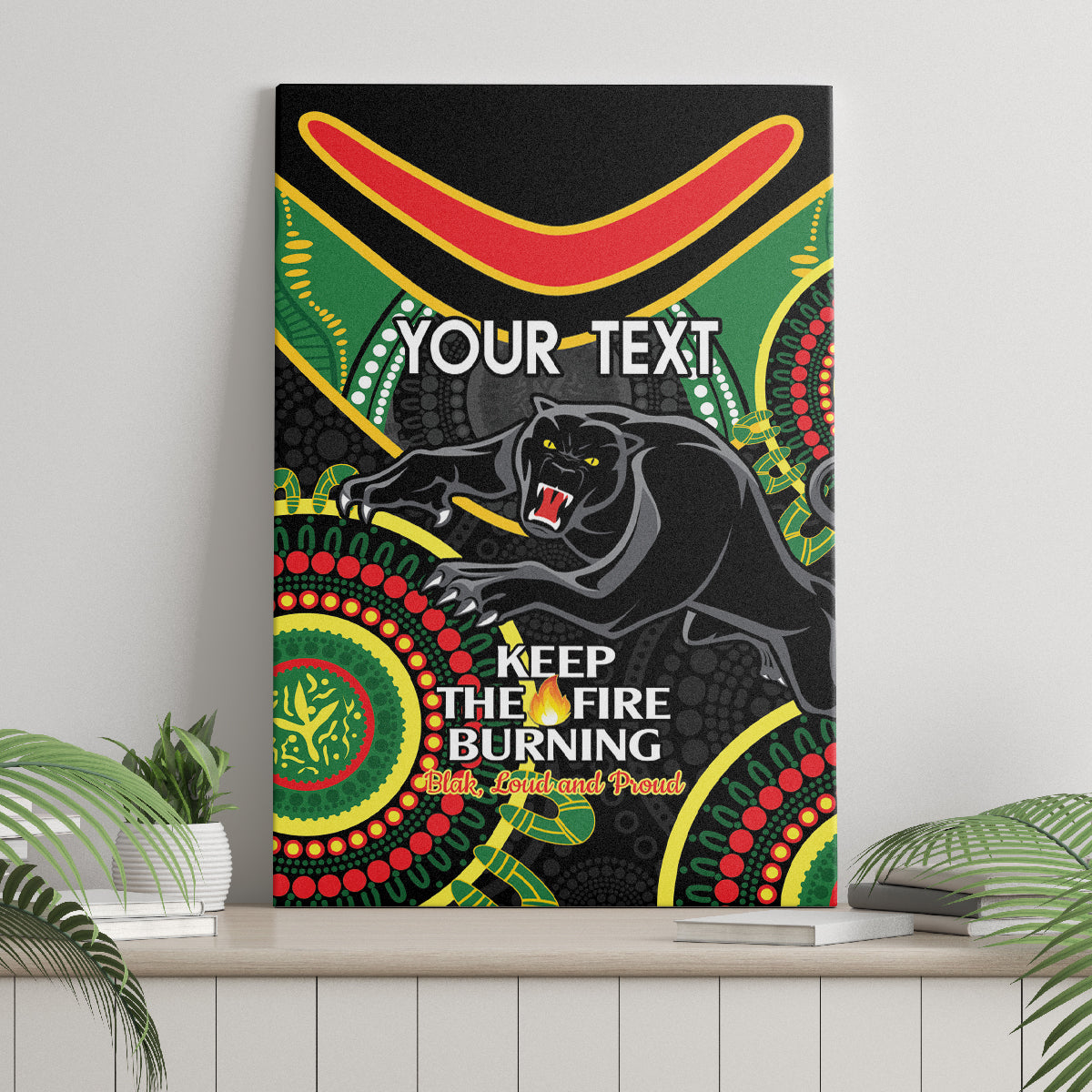 Custom NRL Panthers NAIDOC Week Canvas Wall Art Keep The Fire Burning Indigenous Art