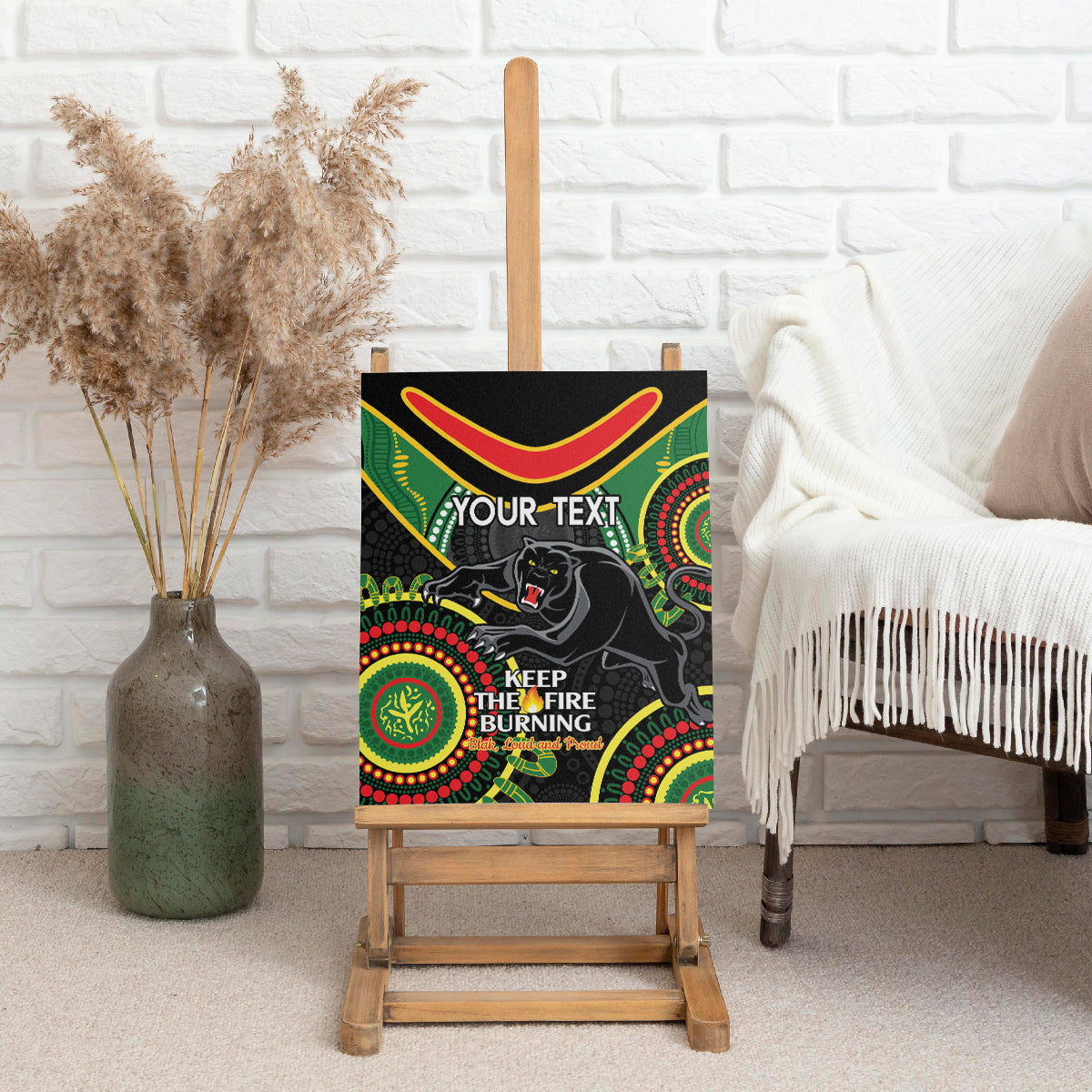 Custom NRL Panthers NAIDOC Week Canvas Wall Art Keep The Fire Burning Indigenous Art