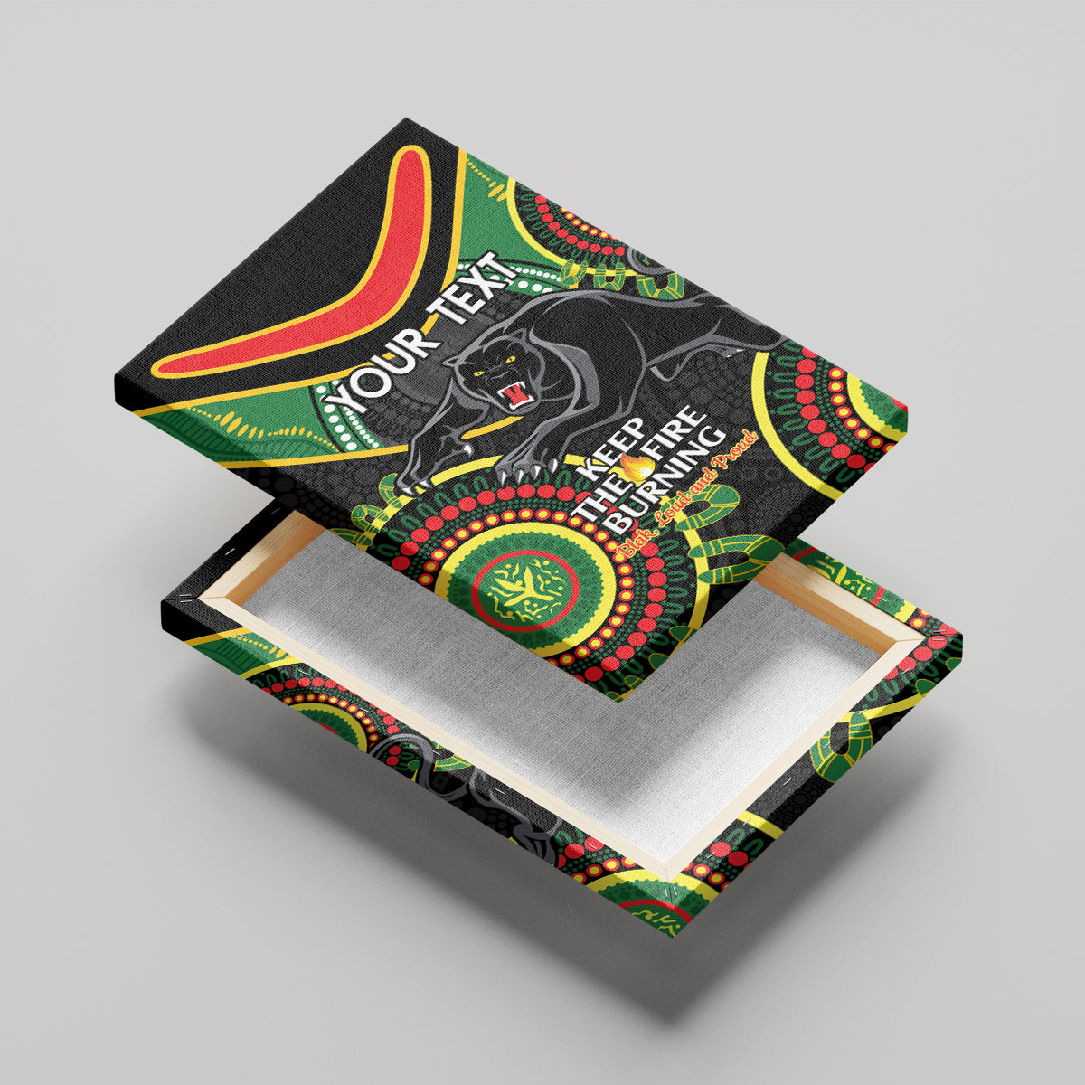Custom NRL Panthers NAIDOC Week Canvas Wall Art Keep The Fire Burning Indigenous Art