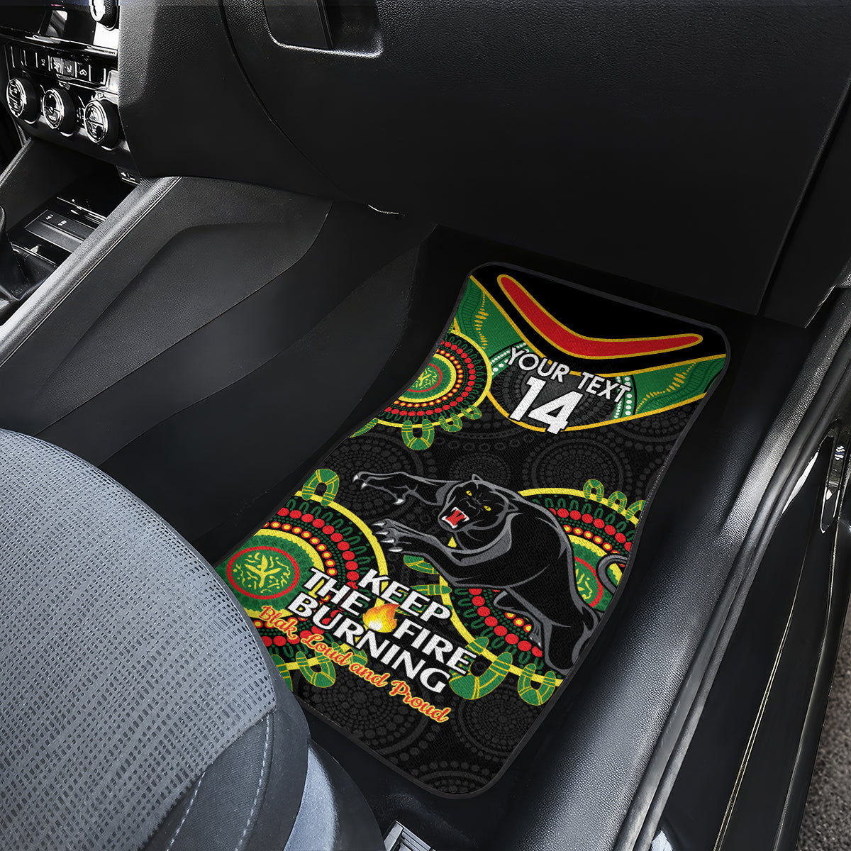 Custom NRL Panthers NAIDOC Week Car Mats Keep The Fire Burning Indigenous Art
