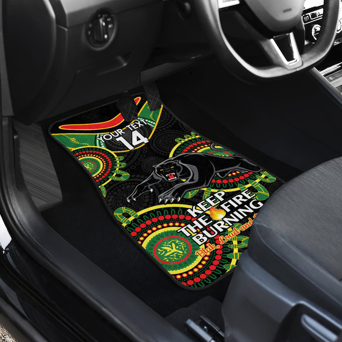 Custom NRL Panthers NAIDOC Week Car Mats Keep The Fire Burning Indigenous Art