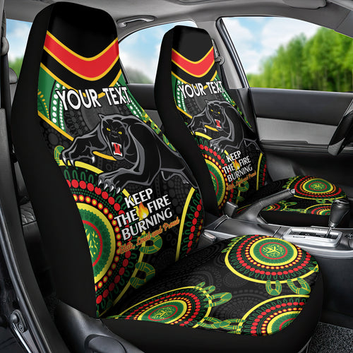 Custom NRL Panthers NAIDOC Week Car Seat Cover Keep The Fire Burning Indigenous Art