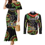 Custom NRL Panthers NAIDOC Week Couples Matching Mermaid Dress and Long Sleeve Button Shirt Keep The Fire Burning Indigenous Art