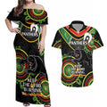 Custom NRL Panthers NAIDOC Week Couples Matching Off Shoulder Maxi Dress and Hawaiian Shirt Keep The Fire Burning Indigenous Art