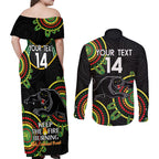 Custom NRL Panthers NAIDOC Week Couples Matching Off Shoulder Maxi Dress and Long Sleeve Button Shirt Keep The Fire Burning Indigenous Art