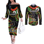 Custom NRL Panthers NAIDOC Week Couples Matching Off The Shoulder Long Sleeve Dress and Long Sleeve Button Shirt Keep The Fire Burning Indigenous Art