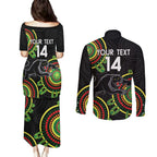 Custom NRL Panthers NAIDOC Week Couples Matching Puletasi and Long Sleeve Button Shirt Keep The Fire Burning Indigenous Art