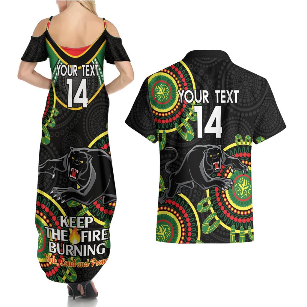 Custom NRL Panthers NAIDOC Week Couples Matching Summer Maxi Dress and Hawaiian Shirt Keep The Fire Burning Indigenous Art